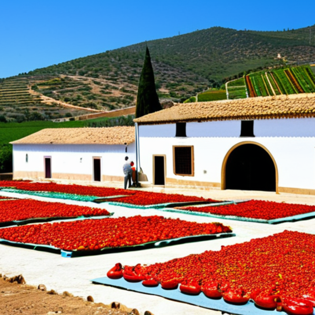세계 각국의 전통 조미료 특징 - **Image Prompt 1: Pimentón de la Vera Harvest**
"A vibrant scene of the La Vera region in Extremadu...