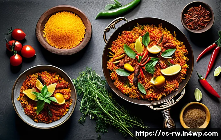 전통 조미료를 이용한 특별한 외식 경험 - A vibrant Mediterranean kitchen scene showcasing an elegant paella dish infused with golden saffron ...